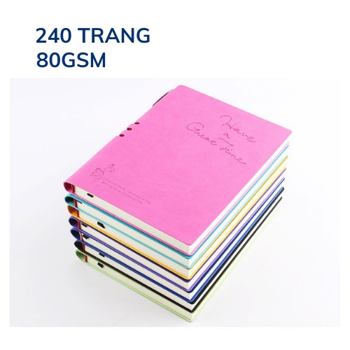 Sổ tay bìa da mềm A6 ghi chép tiện lợi có kèm bút A40877