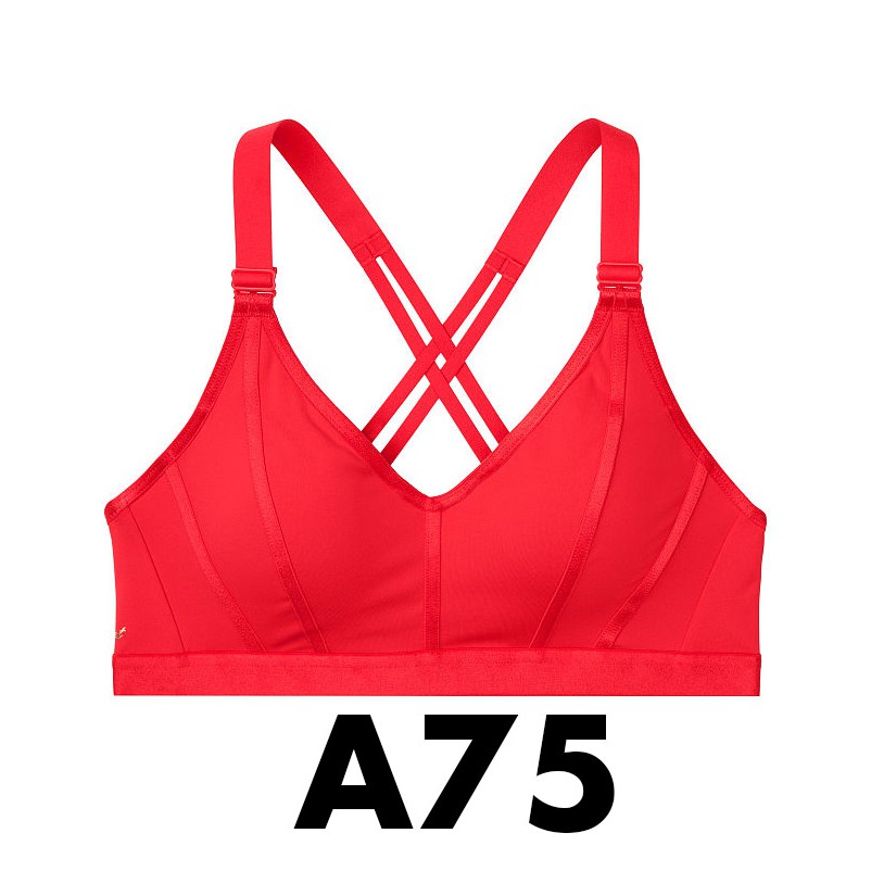 34A/A75 - Áo tập đỏ cờ (85) phối dây chéo sau lưng, dòng L.htwe.th Max Sport, Lipsti- Victoria's Sec