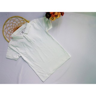 Áo thun trắng cổ trụ cho bé trai