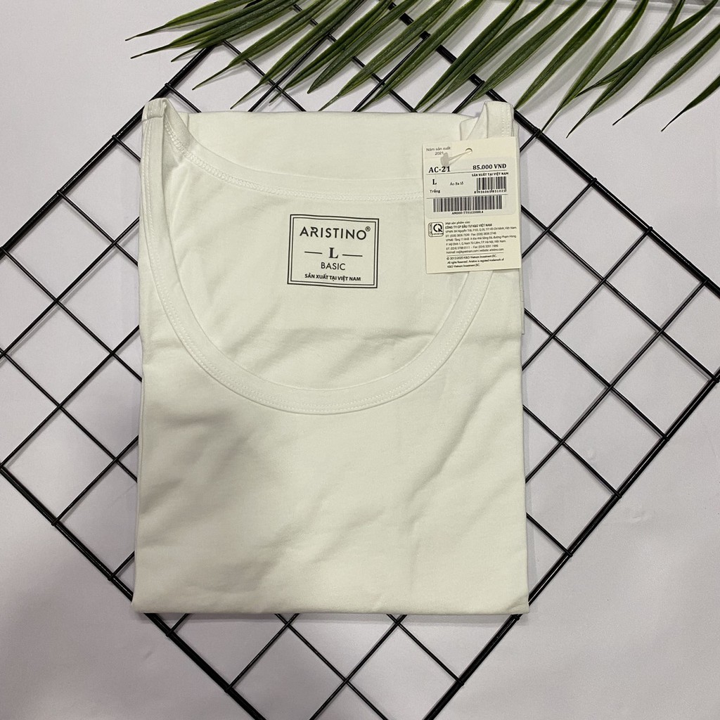 Áo ba lỗ nam CHÍNH HÃNG Aristino màu trắng may ô nam tanktop chất thun 100% Cotton cao cấp mặc lót thấm hút mồ hôi AC21