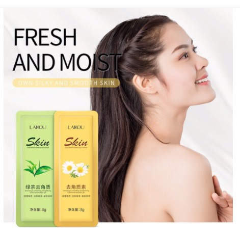 [Set 2 gói] Tẩy tế bào da chết da mặt body toàn thân hoa cúc trà xanh sạch sâu sáng bóng nội địa trung LAIKOU