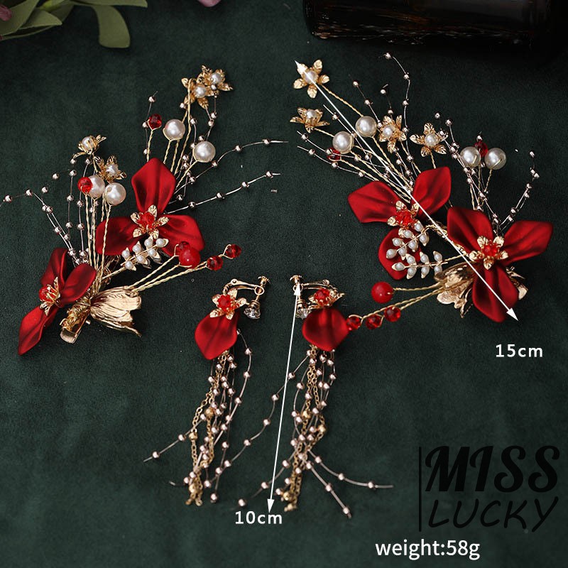 Set Phụ Kiện Cài Tóc + Khuyên Tai Phong Cách Trung Hoa Thanh Lịch Dành Cho Nữ