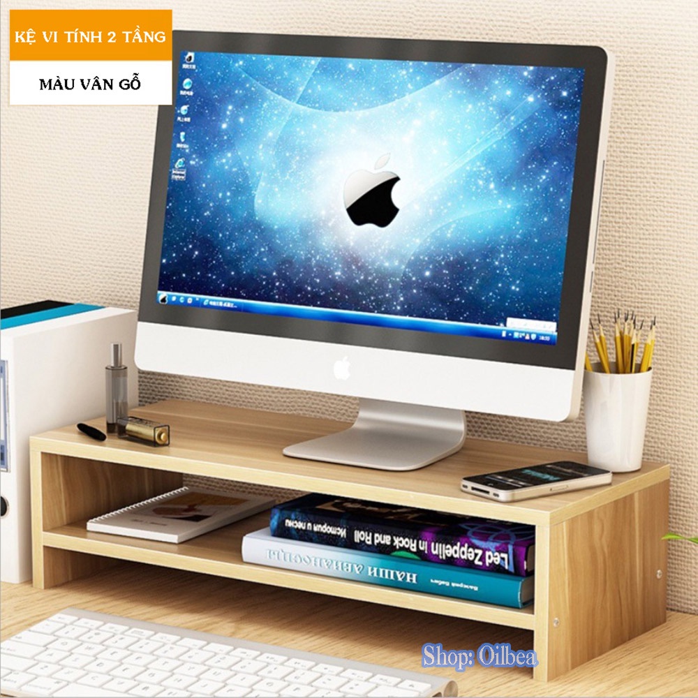 Kệ Gỗ Để Màn Hình Máy Tính Laptop Decor Kệ Sách Mini Để Bàn Làm Việc Bàn Học