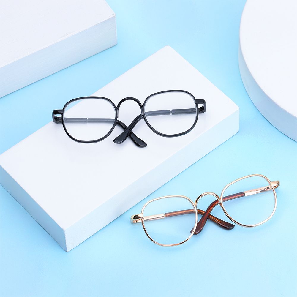 Mắt kính thời trang kim loại gọng tròn nhiều màu sắc tùy chọn dành cho búp bê