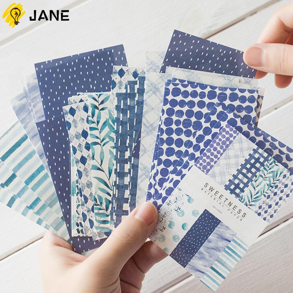 JANE 50PCS DIY Scrapbook Material Paper Making Journaling Background Collage Geometric Pattern Gift Creative Stationery School Supplies Mixed Color Scrapbooking Card