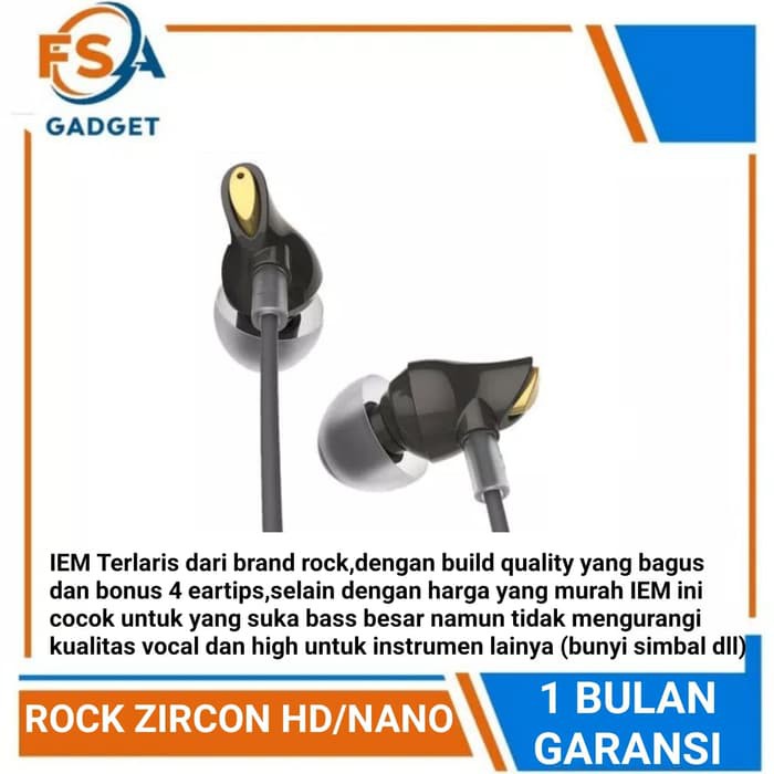 Tai Nghe Iem Rock Zircon Có Mic Chất Lượng Cao - Màu Trắng