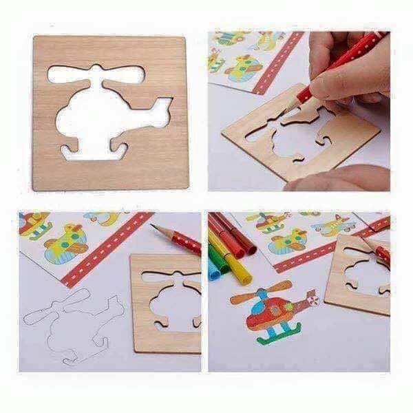 Bộ 50 khuôn gỗ vẽ tranh và tô màu cho bé