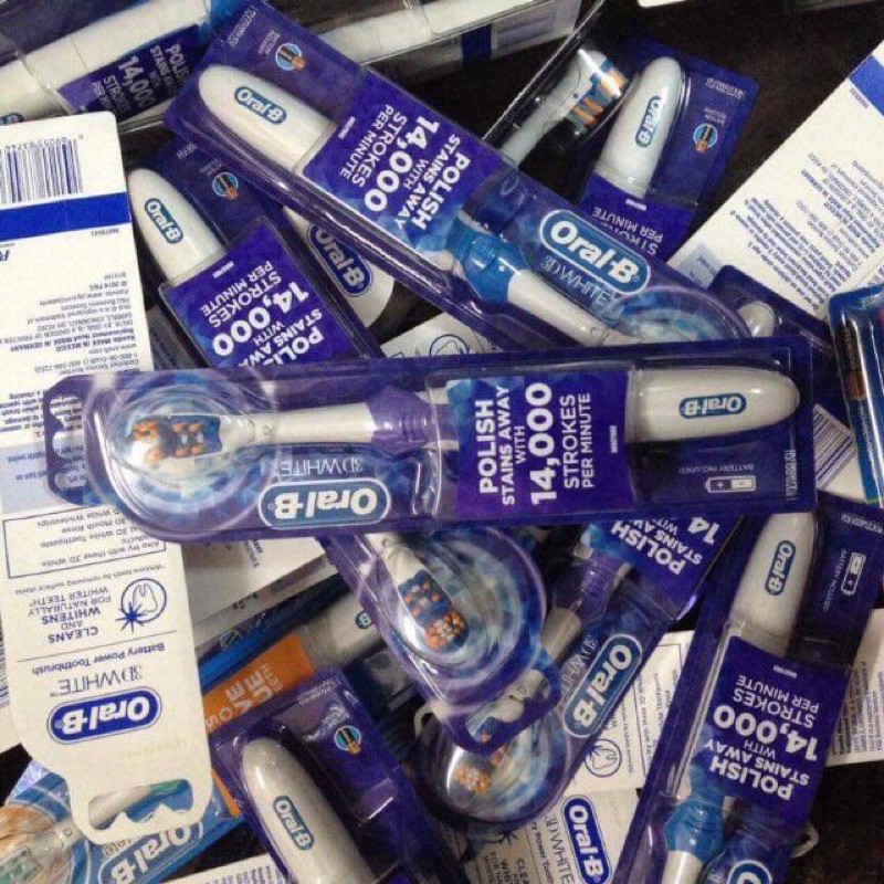 Bàn chải pin Oral-B Polish 3D White Battery Powdered Toothbrush Polish 14000 strokes mềm mại đánh răng trắng sángw