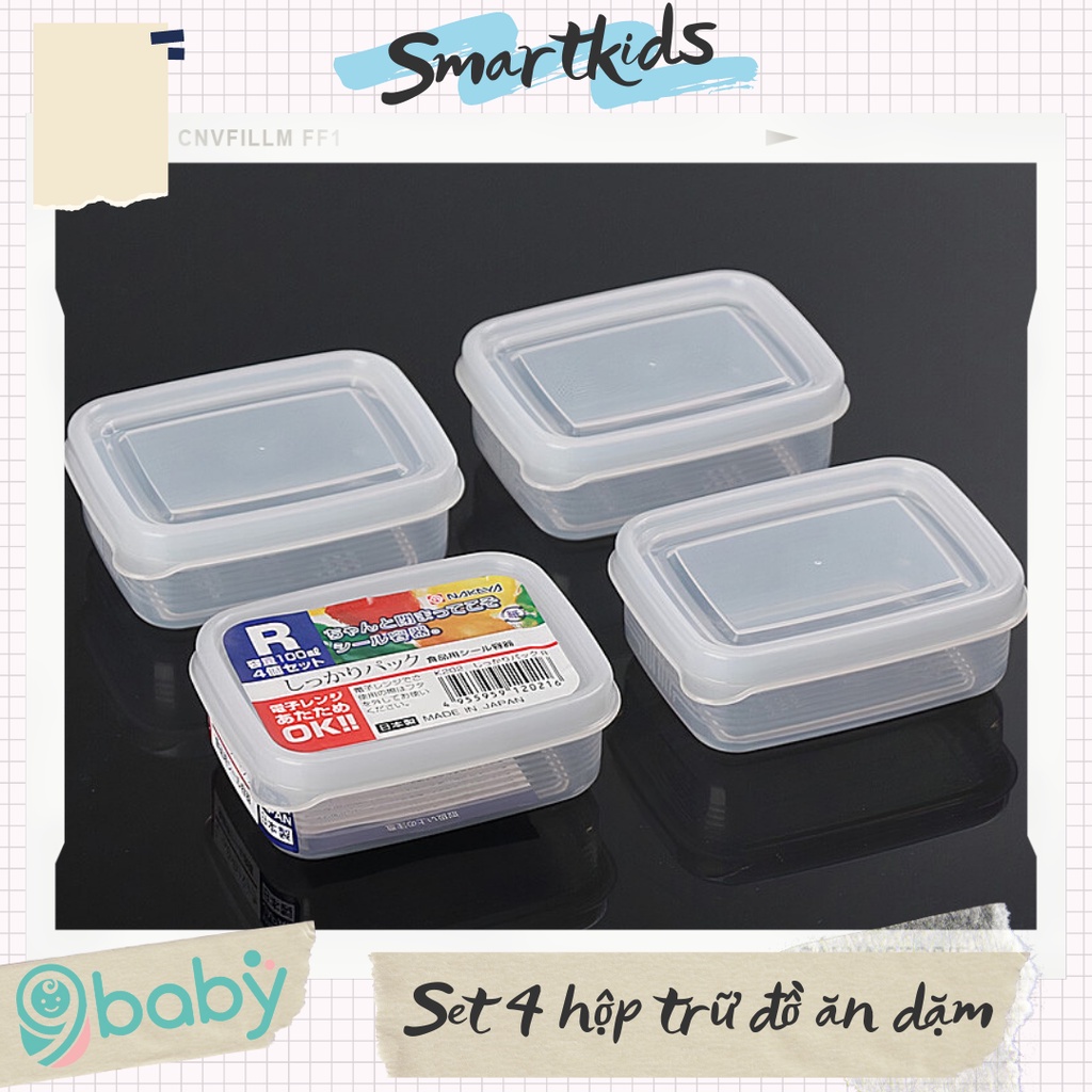 Set 4 hộp nhựa trữ đồ ăn Nakaya Nhật Bản