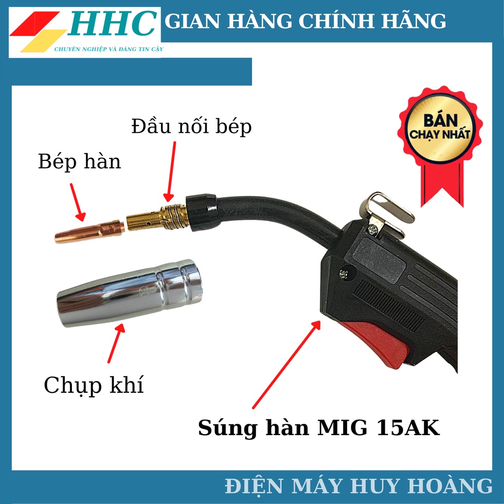 Béc hàn - Chụp khí - Đầu tuýp nối béc dùng cho máy hàn MIG mini sử dụng súng mic 15ak và 14ak