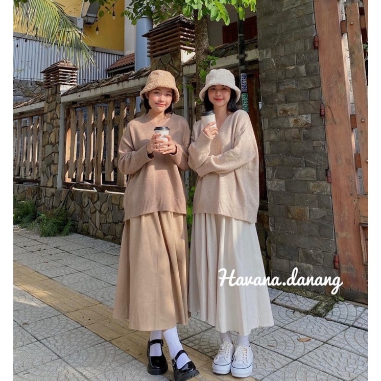 Chân váy dáng dài chất mặt nhung dày dặn không nhăn