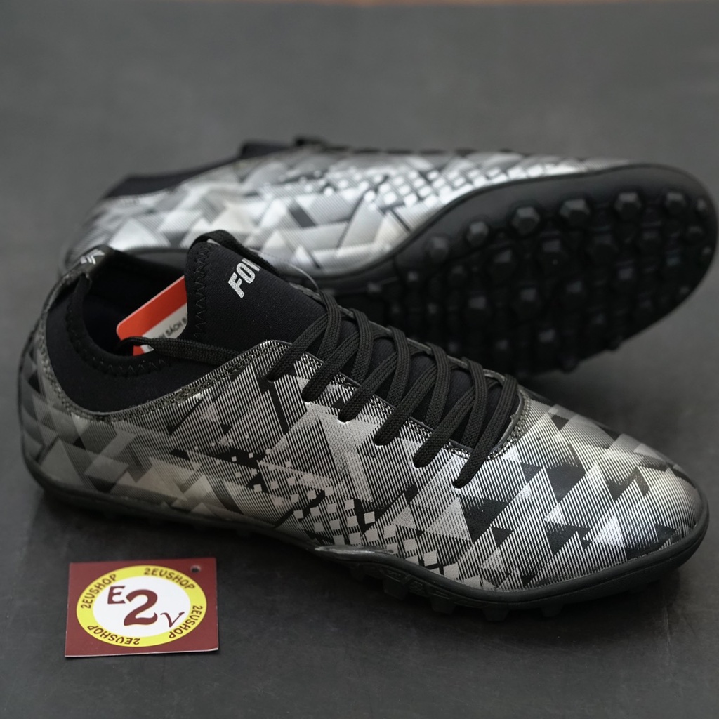 Giày đá bóng thể thao nam Fovi Debut Xám Đen, giày đá banh cỏ nhân tạo đế mềm - 2EVSHOP