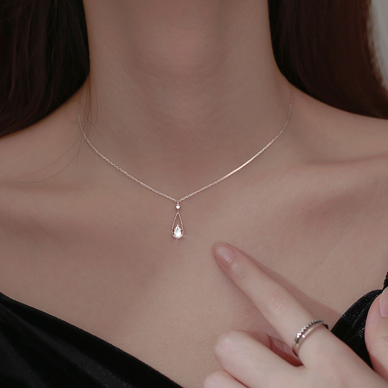 PAPAOZHU Vòng cổ Vàng 14K Mặt Hình Giọt Nước Đính Đá Zircon Thời Trang Cho Nữ