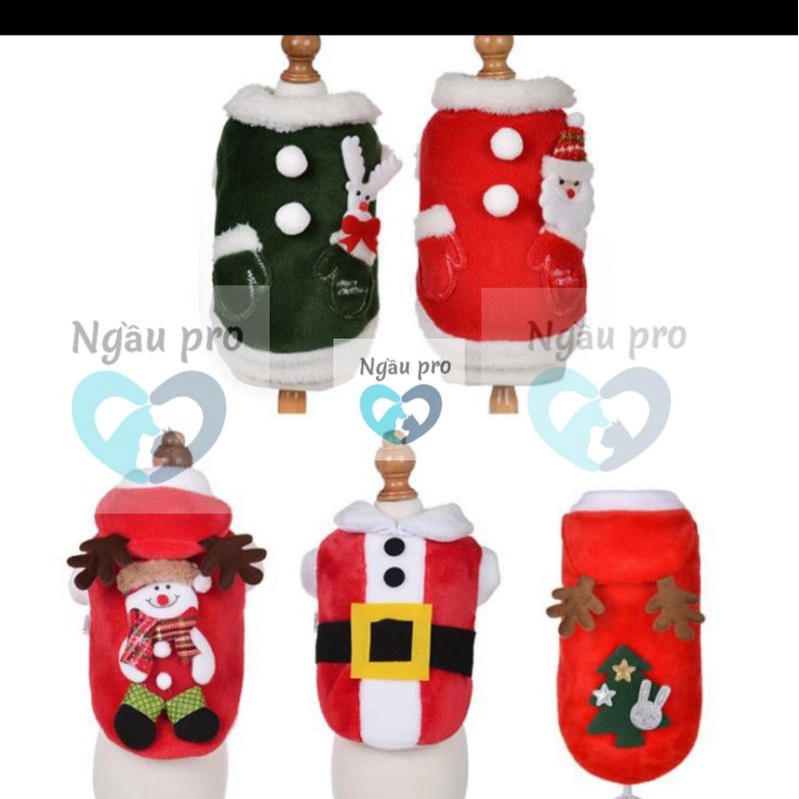 Áo NOEL cho chó mèo thú cưng chất nỉ Nhung - Bộ Quần Áo cho chó giáng sinh Merry Christmas có mũ trùm đầu đẹp - QANOEL22