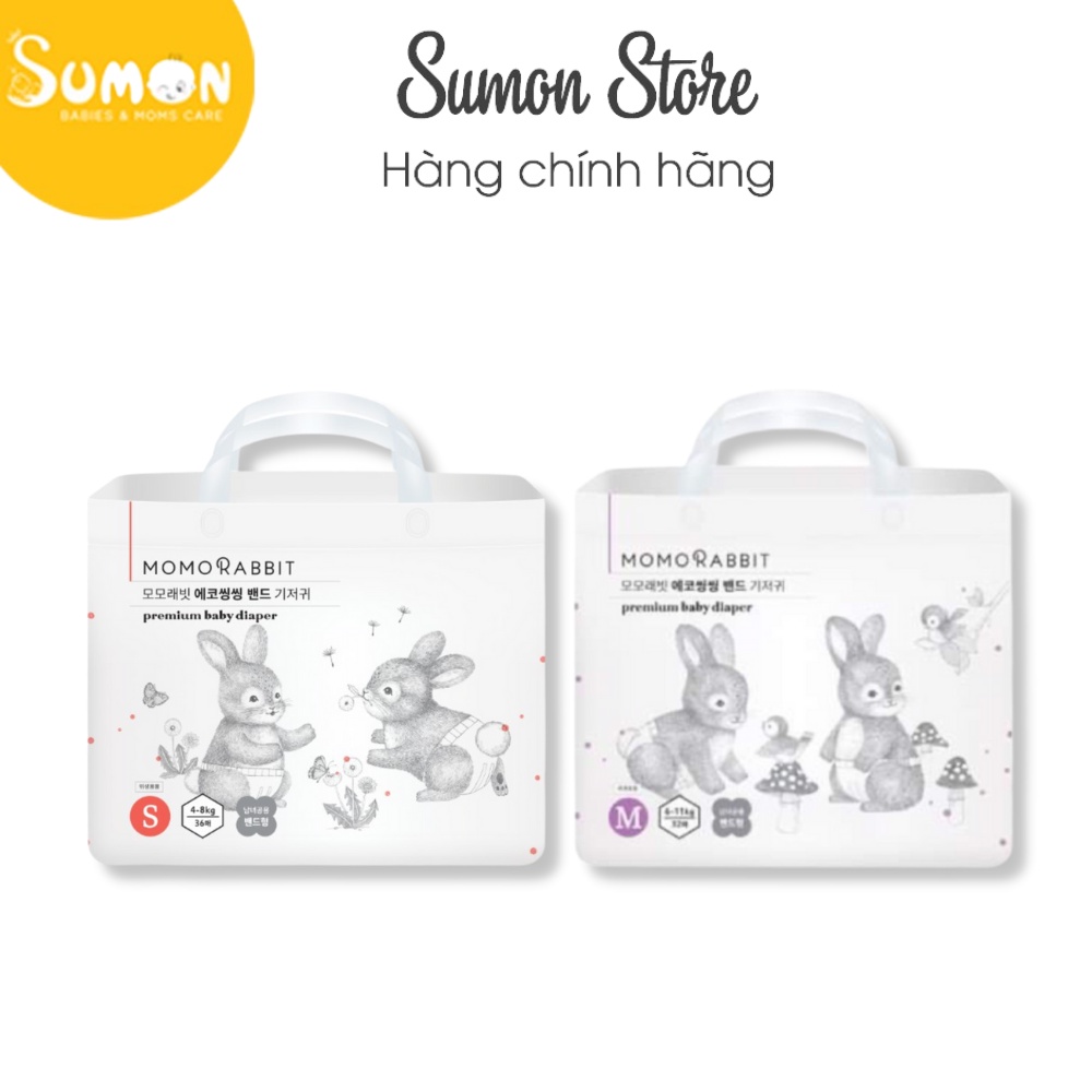 Tả bỉm dán Momo Rabbit Hàn Quốc size S/M 36/32 miếng siêu mỏng, siêu nhẹ, thấm hút nhanh, không lo tràn bỉm