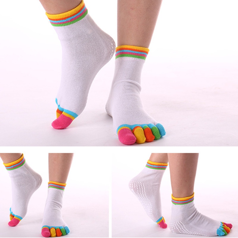 Xiangbao Vớ Yoga Co Giãn Năm Ngón Chống Trượt Cầu Vồng Nhiều Màu Sắc Với Tay Cầm Silicone Dành Cho Nữ