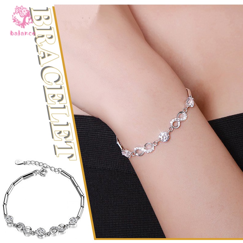 Vòng Tay Bạc Đính Đá Zircon One Size Có Thể Điều Chỉnh Một Kích Cỡ Làm Quà Tặng Cho Nữ