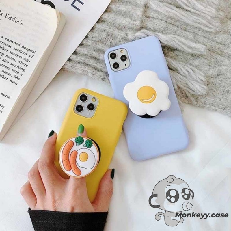 Ốp điện thoại trơn tặng kèm giá đỡ (popsocket) hình trứng xinh xắn cho Samsung galaxy note