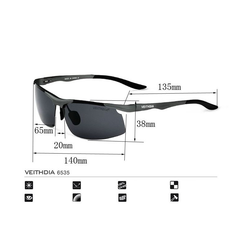 Kính mát nam phân cực thời trang VEITHDIA polarized 6588 chống tia UV chống chói - polarized sunglasses