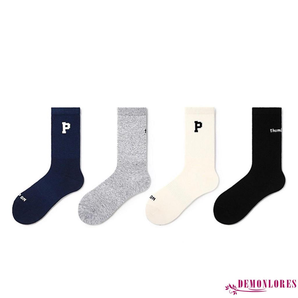 Đôi tất dài thời trang thể thao đơn giản co giãn in chữ cho nữ