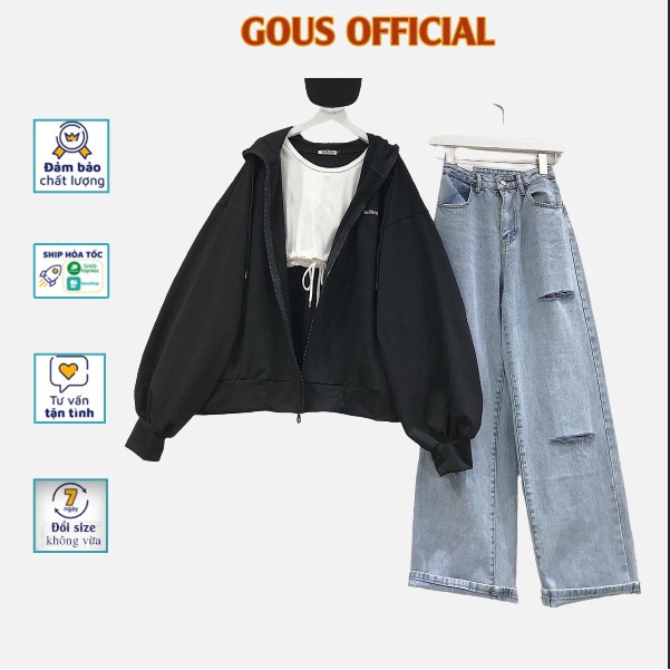 Quần Jean Nữ Ống Suông Dài Quần Bò Xanh From Rộng Bigsize Rách Phong Cách Đường Phố SYDY 2472 Gous Official