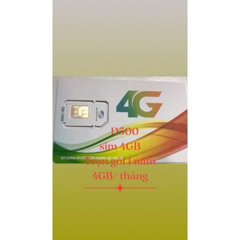 Sim 4G Viettel trọn gói 1 năm (D500 4Gb tốc độ cao/tháng)