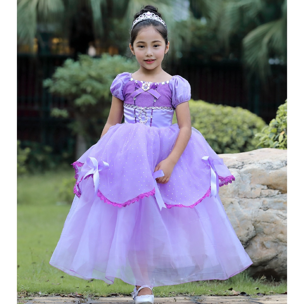 Váy đầm dạ hội hóa trang phong cách công chúa Belle Aurora Sofia Cinderella cho bé gái