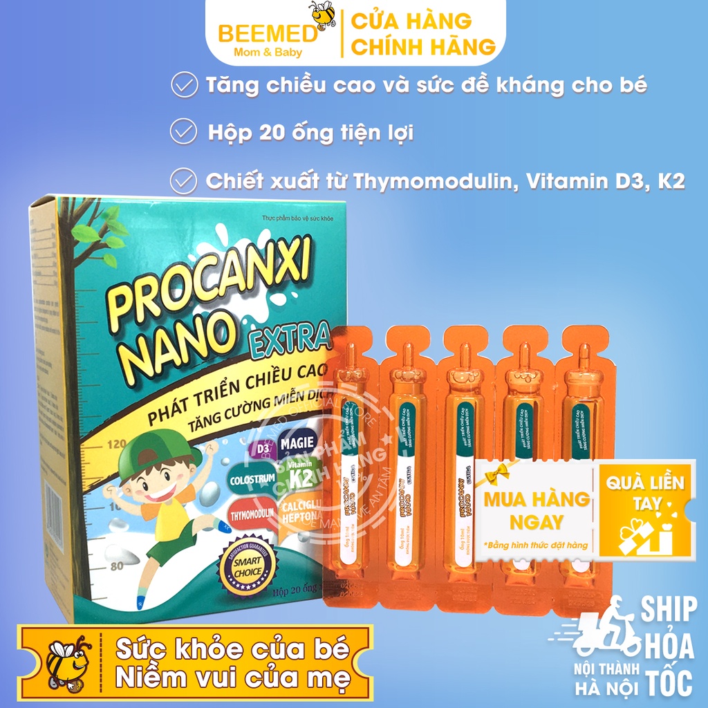 Bổ sung canxi và tăng sức đề kháng với FOS Procanxi Nano và Thymodulin Hộp 20 ống tiện lợi