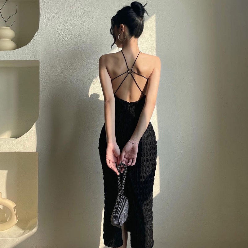 Đầm Dài Ôm Hông Hai Dây Khoét Rỗng Gợi Cảm Thời Trang Cho Nữ