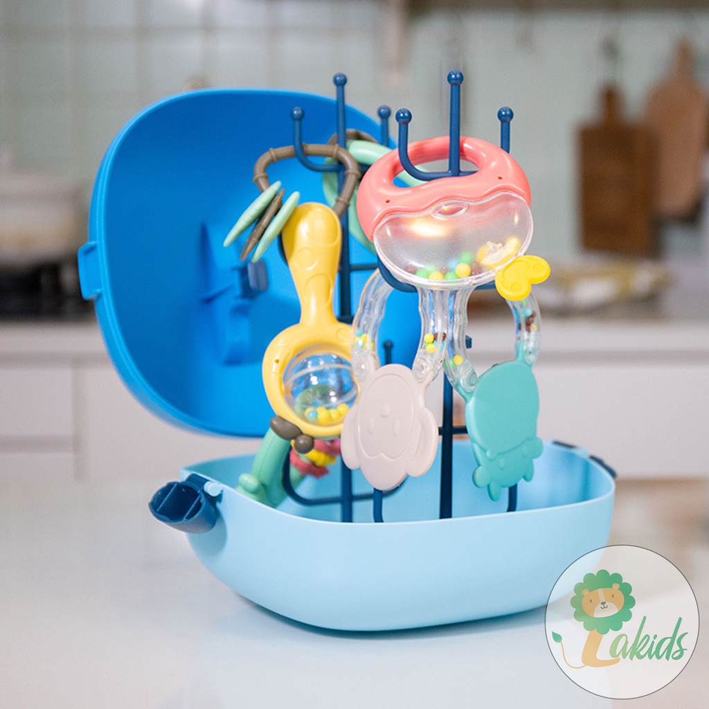 Bộ đồ chơi xúc xắc gặm nướu cho bé LAKIDS siêu cao cấp cho hộp đựng hình cá heo