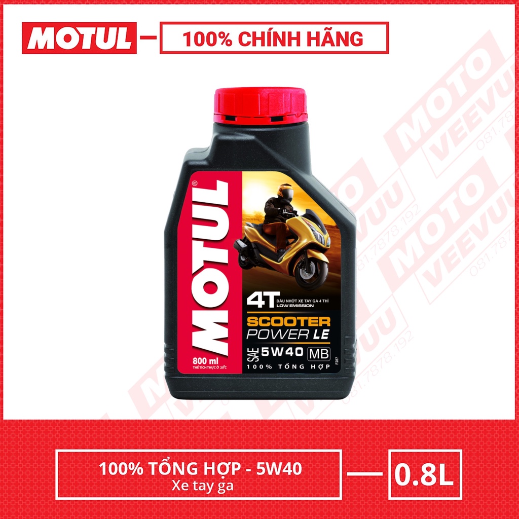 Dầu nhớt xe tay ga Motul Scooter Power LE 4T 5W40 SN MB 800ml Tổng hợp toàn phần