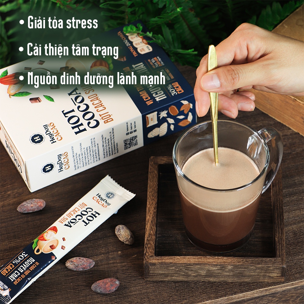 Bột Cacao Sữa Heyday - Đậm Vị Chân Thật Từ Cacao Nguyên Chất - Hộp Giấy 12 Gói x 20g