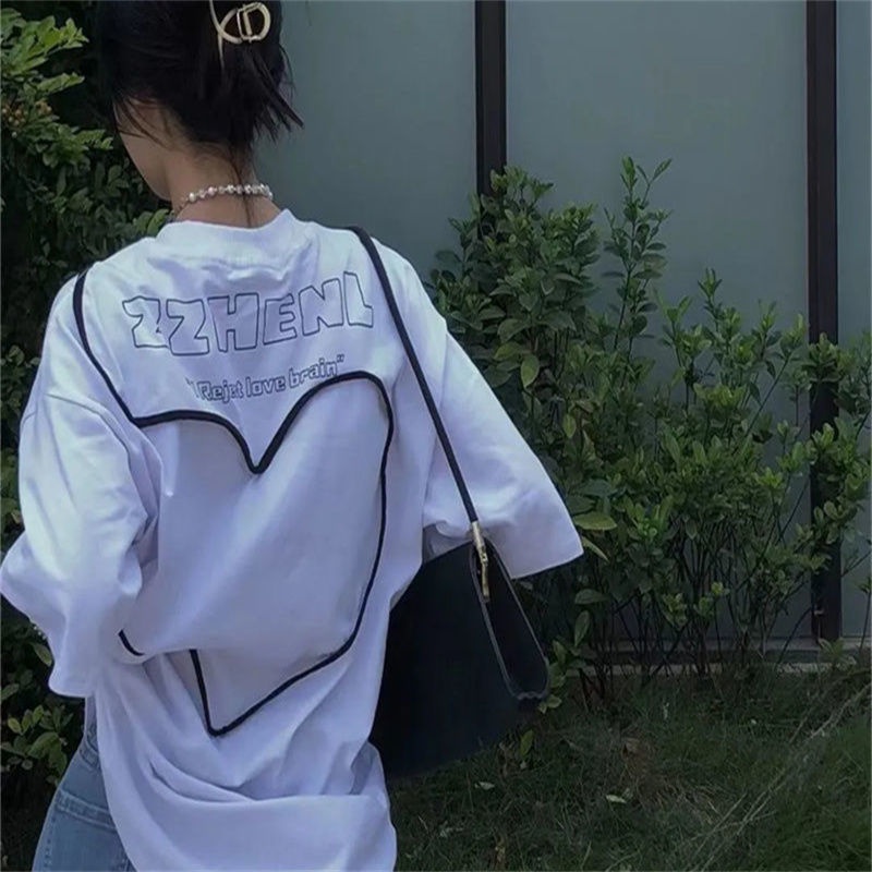 Áo Thun Tay Ngắn Cổ Tròn Dáng Rộng Dài Qua Gối Màu Xanh Dương Phong Cách Retro Mỹ Thời Trang Mùa Hè Cho Nam Và Nữ 2022