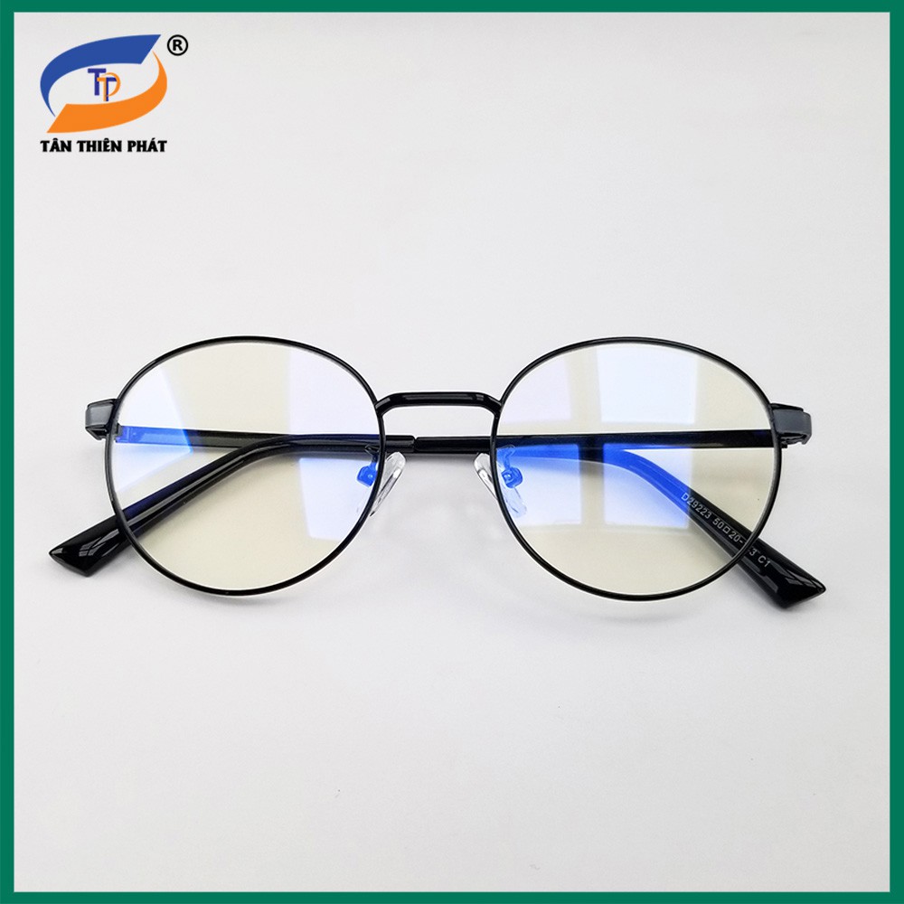 Gọng kính mắt tròn nam nữ kim loại thời trang 29223. Tròng giả cận 0 độ, chống ánh sáng xanh, chống tia UV