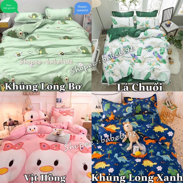 Bộ Vỏ Chăn Kèm Ga Gối Cotton Poly Nhiều Size Giường