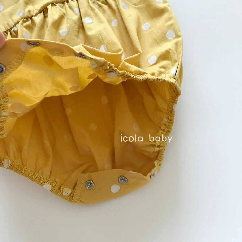 Áo Liền Quần Họa Tiết Chấm Bi Kèm Băng Đô Dễ Thương Dành Cho Bé Gái