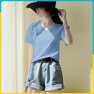 Áo phông nữ cổ tim chất cotton