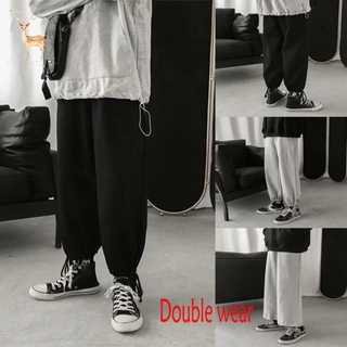 Quần Thể Thao Ống Rộng Màu Trơn Có Dây Rút Cho Nam Nữ Size S-5Xl
