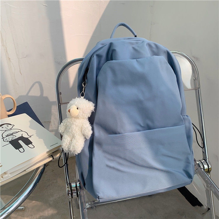 Backpack Korean ins simple solid color schoolbag student large capacity Japanese backpack waterproof