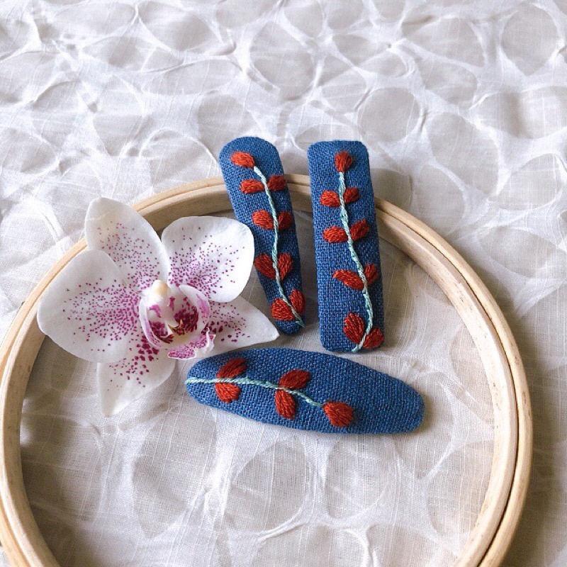 Set 2c kẹp tóc thêu tay 6cm  🌺Giao mẫu ngẫu nhiên🌺