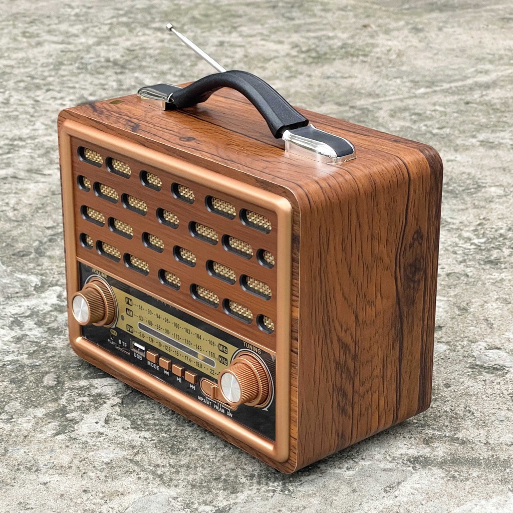 Đài radio FM R-2088 thiết kế vân gỗ hiện đại âm thanh hay to rõ hỗ trợ Bluetooh thẻ nhớ USB thiết kế cổ điển vintage
