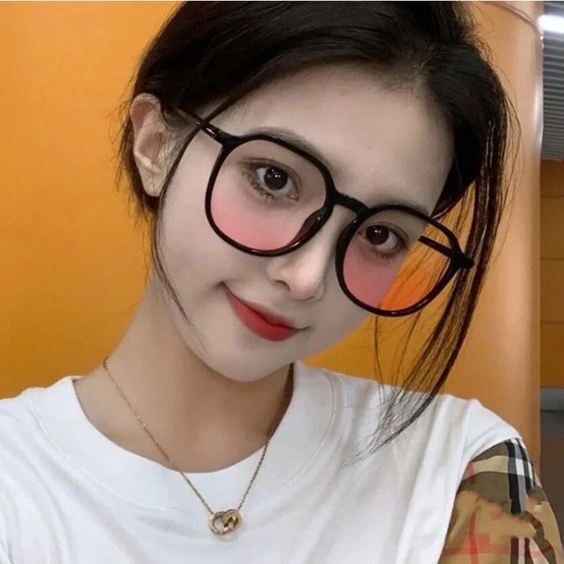 COD Kính mắt nữ nhiều màu kính hai chấm giá rẻ tạo hiệu ứng má hồng dễ thương hai màu trong suốt gọng đen