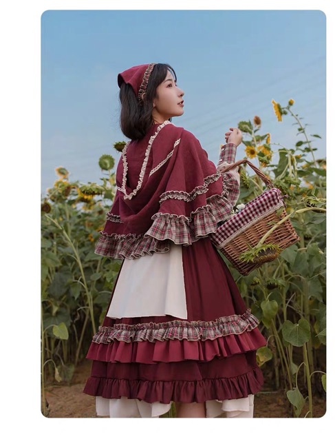 YAS0371-Váy Lolita thiết kế cô gái quàng khăn đỏ WithPuji
