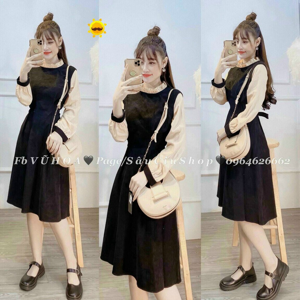(TOP BÁN CHẠY) 🔥🔥Đầm xòe FREE SIZE tay dài tay phối voan đẹp cao cấp🔥🔥 - Hàng mới về