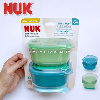 Bộ 2 chén/bát ăn dặm cho bé Nuk có nắp đậy, đế chống trượt