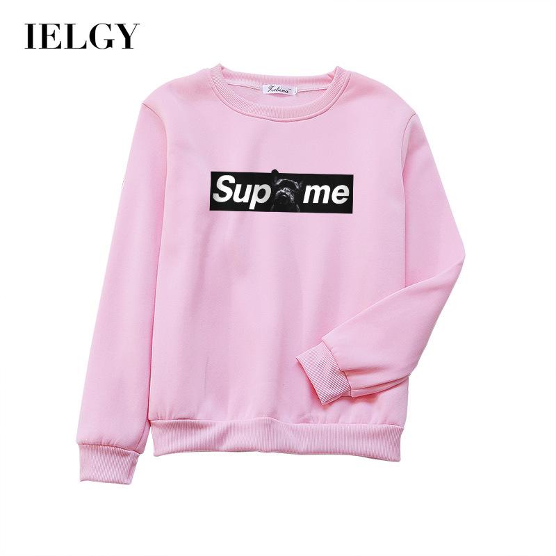 Áo sweatshirt IELGY tay dài in chữ thời trang hàn quốc cho nữ