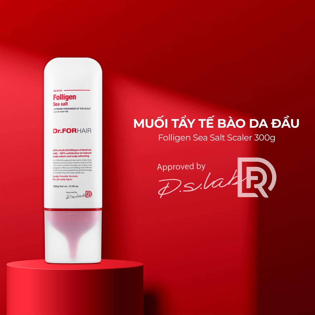 Muối tẩy tế bào chết da đầu, làm sạch dầu nhờn, giảm gãy rụng, tái tạo tóc khoẻ mạnh Dr.FORHAIR Sea Salt Scaler 300g
