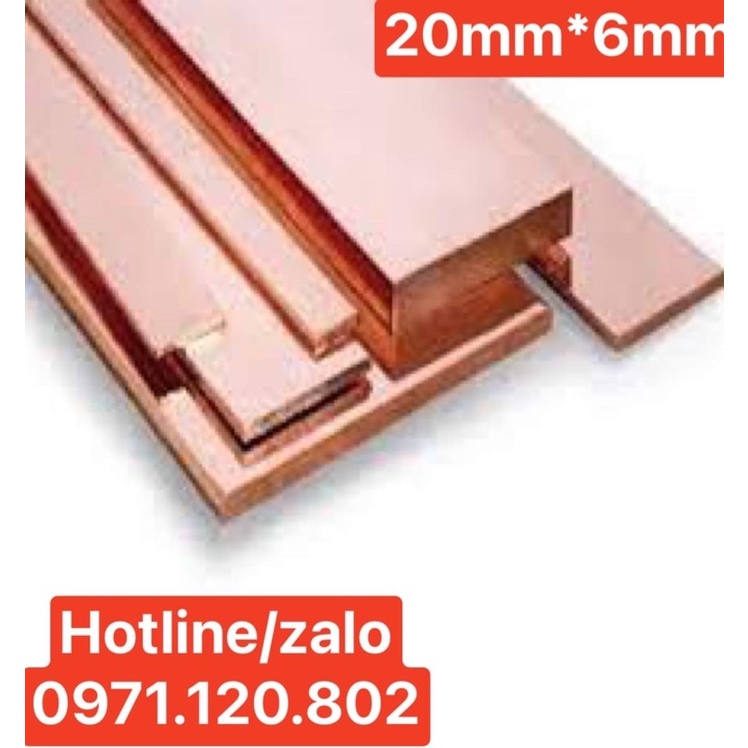 Đồng đỏ thanh bản 20mm*6mm* 1000mm (dài 1m )