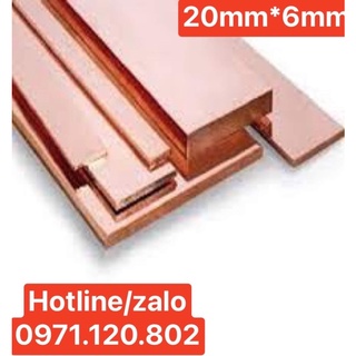 Đồng đỏ thanh bản 20mm*6mm* 1000mm (dài 1m )