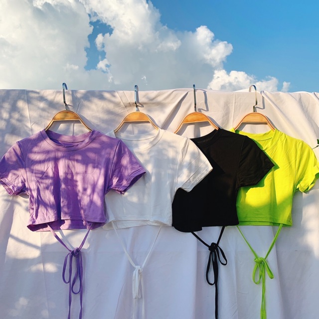 Áo croptop cột dây eo tay ngắn | BigBuy360 - bigbuy360.vn
